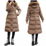 Puffer Long Coat Women w/ Detachable Fur Hood