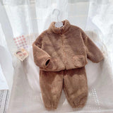 Teddy Bear Fluffy Yarn Pajama Set Kids