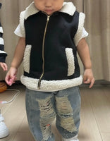 Suede Vest Kids (Faux Sherpa Lined