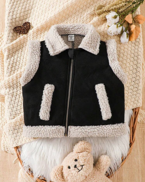 Suede Vest Kids (Faux Sherpa Lined