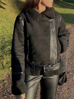 Suede Leather Biker Jacket (Fleece lining)