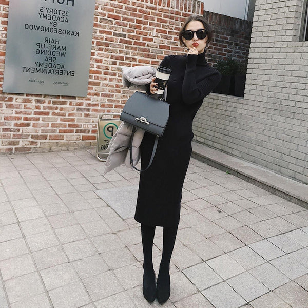 Knitted Thick Turtleneck Dress
